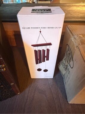 Square Wooden Tube Wind Chime in Dark Mahogany
